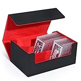 ZLCA Kartenaufbewahrungsbox für Toploader, Sammelkarten-Aufbewahrungsbox für 800 + Karten, Spielkartenetui für YuGiOh, MTG und Sportkarten (Schwarz&Rot, Doppel)