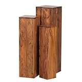 FineBuy Beistelltisch 3er Set Massivholz Satztisch...