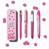 BIC Stifte Set in Metallbox: 1 Kugelschreiber, 1 Textmarker, 1 Tintenroller und 1 Druckbleistift, My Summer Collection Pink
