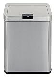 Echtwerk Sensor-Abfalleimer, Mülleimer Sensor, Touchless Abfalleimer, elektrischer Müllbehälter, Infrarot Bewegungssensor, Soft Close Funktion, Korpus aus Edelstahl, Fassungsvermögen 48 Liter, Silber