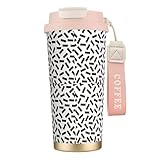 SMAZDFXX Schwarze rechteckige Reisebecher aus 100% auslaufsicherem Edelstahl 316 mit Vakuumisolierung, Deckel und Strohhalm für Wasser, Eistee, Kaffee, Smoothies und mehr.