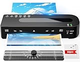 MAXDONE Laminiergerät A4 Laminiermaschine - Heiß und Kalt Laminiergerät 80-125 Mic mit 50 Laminierfolien, A4/A5/A6 Laminiergeräte Laminator 90-s Aufwärmen für Heimgebrauch Büro Schule Fotos (Schwarz)