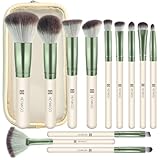 HEYMKGO Pinselset Makeup 12PCS Professionelle Makeup Pinsel Set Premium Synthetische Stiftung Pulver Blush Blending Lip Lidschatten Augenbraue Make Up Pinsel Kit mit Reisetasche