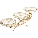 LOLIPPYY Kristallglas Obst Dessertplatte Goldfarbig Elegantes Dekoratives Tablett für Kuchen Snacks und Früchte Vielseitiger Dekorationsständer für Partys und Hochzeiten