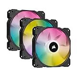 Corsair iCUE SP120 RGB ELITE Performance 120mm-PWM-Lüfter 3er-Pack mit iCUE Lighting Node CORE (CORSAIR AirGuide-Technologie, Acht Ansteuerbare RGB-LEDs, Leise 18 dBA, Bis zu 1.500 U/min) Schwarz