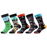 WeciBor Herren Lustige Bunte Baumwolle Socken, 5 Paar Mehrfarbig Fahrräder, Größe 43-46