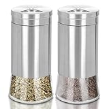 Salz und Pfefferstreuer mit Edelstahl Einstellbaren Löchern Deckel 2er Set Salzstreuer Glas Gewürzstreuer, Gewürzgläser für Küche, BBQ, Wohnmobil