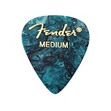 Fender 351 Shape Premium Plektren (12 Stück) für E-Gitarre, Akustikgitarre, Mandoline und Bass Medium Ocean Türkis