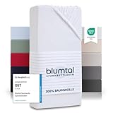 Blumtal® Basics Spannbettlaken 90x200cm Jersey - bettlaken 90x200cm aus 100% Baumwolle - Oeko-TEX zertifiziertes Spannbetttuch 90x200 cm - Matratzenbezug 90x200 cm - Bettbezug - Leintuch - Weiß