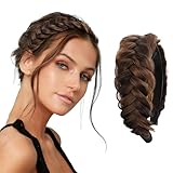 Haarreif Geflochten Haare, Kunsthaar Haarreifen Geflochten, Geflochtenes Haarband, Geflochtener Zopf Haarteil, Chunky Haarreif Oktoberfest Damen, Trachten Haarschmuck Damen (Kastanie)