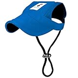 Pawaboo Hunde Baseballmütze, Basecap Verstellbar Sonnenschutz Hut Hundecap mit Ohrlöchern für Welpen Haustier, M, Blau