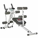 HOMCOM 2-in-1 Bauchtrainer, höhenverstellbarer Trainer mit verstellbare Bauchmuskelbank, Bauchmuskeltrainer mit LCD-Anzeige, für Fitness, Muskelaufbau, Stahl, belastbar bis100 kg, Weiß+Grau