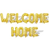 2 x goldene Buchstabenballons 'Welcome Home', 40,6 cm, Partydekoration, goldene Buchstabenballons, Willkommens-Zuhause, Partyzubehör, 22 Stück