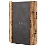 Furniture24 Kleiderschrank Fargo FG17 Eckschrank mit 2 Kleiderstangen Eckkleiderschrank 2 Türiger Schrank für Jugendzimmer