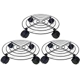 Vixzoid 3 Stück Pflanzenroller Rund 27cm Pflanzenroller Outdoor Außenbereich mit Rollen Blumenroller mit 4 360° Lenkrollen Für Innenbereich Außenbereich Haus und Garten Tragkraft 30 kg