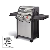 Enders BBQ Gasgrill Monroe Prox 3 S Turbo inkl. Thermometer, Gas Grill 83746, Steak Turbo Zone, Simple Clean, 3 Edelstahl-Brenner stufenlos, Grillwagen mit Grillhaube, Seitenablage