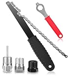 TIDEVAN Fahrrad Kettenpeitsche,5 Stück Cassette Lockring Tool Kassette Abzieher Werkzeug und Kettenpeitsche mit Zahnkranzabzieher und Abzieher Schraubkranz Abzieher Kit für Fach Kassette und Schrau