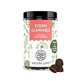 NATURE LOVE® Eisen Gummies – 120 Stück – ohne Zuckerzusatz, 96,5% Fruchtanteil – 6mg pro Tagesdosis für Erwachsene, 4mg für Kinder – Alternative zu Eisentabletten und Kapseln – vegan und laborgeprüft