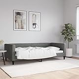 vidaXL Tagesbett, Gästebett 2-in-1, Sofabett Schlafsofa für Schlafzimmer Wohnzimmer, Bettsofa Sofa, Modernes Design, Dunkelgrau 90x200cm Stoff