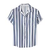 Golatcr Herren Kurzarm Hemd Relaxed Fit Baumwolle Leinen Shirt Casual Sommer Strand Button Down Shirts KurzäRmliges Hemd Herren Royal Blaues Hemd Herren Kurzarm Sommer Hemd