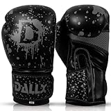 DALLX Boxhandschuhe für MMA Fitness Kickboxen schwerer Boxsack Muay Thai Sparring Handschuhe für Männer und Frauen (Schwarz Grau, 16 oz)