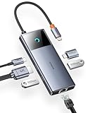 Baseus USB C Hub 10Gbps USB 3.2 Adapter mit LAN Ethernet, 4K@60Hz HDMI, 2 USB-A, USB-C, 100W PD, 6 in 1 Docking Station für iPhone 15, Laptop MacBook/Surface Pro/Dell/iPad/Steam Deck/Rog Ally/Samsung