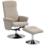 HOMCOM Swivel Recliner Chair mit Fußhocker, Velvet Recliner Armchair mit Ottoman, Steel Base, gepolsterter Liegesessel für Wohnzimmer, Schlafzimmer, Büro, Beige