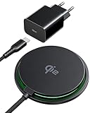 INIU Mag-Safe Ladegerät, 15W Qi2-Zertifiziertes Wireless Charger Induktive iPhone Ladestation mit LED, Kabelloses Ladepad für iPhone 17 16 15 14 13 12 Pro Max AirPods 4 3 Pro 2 (mit 20W USB C Adapter)