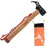 Keello Camping Hammer Zelthammer Kohlenstoffstahl Outdoor Multifunktion Hämmer Mallet Heringzieher für Zeltheringe Rutschfest Kopf Design mit Halteband