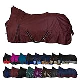 RL24 - Weidedecke High Neck Basicline 600D – Regendecke & Übergangsdecke – wasserdichte Outdoordecke mit Kreuzbegurtung – Pferdedecke in Weinrot – Größe 135cm (Polarfleecefutter)