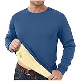 Thermo Unterwäsche Herren Thermowäsche Langlaufski Set Lang Unterziehshirt Fussball Thermohemd Thermoshirt Unterhemd Langarm Blau 2XL