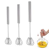 Halbautomatischer Schneebesen 3 Stück,Küche Ei Schneebesen Set,Halbautomatischer Schneebesen, Schneebesen Edelstahl, Handschneebesen Vielseitiges Werkzeug FüR Egg Beater.