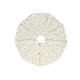 Weißer gestrickter Weihnachtsbaum-Teppich, 61/92 cm Durchmesser, mit Knopfverschlüssen, für Festivals, Familientreffen, Baumrock, Urlaubsdekorationen