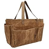 Shipenophy Pan Storage Bag Canvas Multiple Pockets Garden Tool Bag Comfortable Handle Wear Resistant Exquisite Craftsmanship for Picnics, khaki