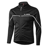 INBIKE Fahrradjacke Herren Softshelljacke Winddicht Wasserdicht Funktionsjacke Winterjacke Damen Warm Atmungsaktiv Reflektierend für Radfahren Joggen Laufen Wandern(Schwarz&Silber,L)