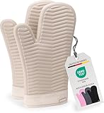 Bellphany Silikon Ofenhandschuhe Paar - Topfhandschuhe zum Kochen & Backen, Backhandschuhe hitzebeständig bis 250°C, Beige