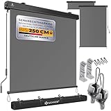 KESSER® Senkrechtmarkise 180x250cm Außenrollo Handkurbelmechanismus Balkonrollo Sonnen-und Sichtschutz Beschattung Sonnenschutz mit Kurbel Markisenkasten Balkon & Terrasse inkl Montageset & Abdeckung