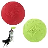 Peysaitr 2 Stück Hundefrisbee, 15cm Weich und Super Stabil Hunde-Frisbee aus Natürlichem Kautschuk für Hundetraining, Werfen, Fangen & Spielen(Grün + Rot)