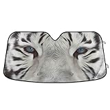 Dussdil Weißer Bengal-Tiger Auto-Sonnenschutz für die Windschutzscheibe, blaue Wolf-Augen, Sonnenschutz für Auto, LKW, SUV