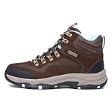 Skechers Damen Trego Base Camp Walking-Schuh, Chocolate Suede Textile Light Blue Trim, 40 EU