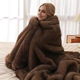 zoufabaola Luxuriöse Kunstfelldecke，Bubble Blanket， Felldecke Kunstfell - Kuscheldecke Flauschig Fellimitat Decke Webpelzdecke Pelzdecke Wohndecke Kunstpelz Für Bett Sofa Casual (Braun,160x200cm)