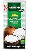 Aroy-D Bio Kokosnussmilch – Kokosmilch zum Kochen und Backen – Ideal für Desserts, Suppen, Smoothies und Cocktails – 1 x 1 l (Packung mit 6)