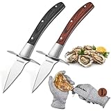 SPEENSUN Austernmesser, Austernmesser, 2 Stück Austernshucker und 1 Paar Schutzhandschuhe der Stufe 5 (L), Austernshucker Messer Handschuhe Set, Austernshucker Kit mit Premium-Holzgriff. …