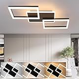 ZMH LED Deckenleuchte Wohnzimmer Deckenlampe - 48W Dimmbar Schlafzimmerlampe Schwarz Küchenlampe mit Fernbedienung aus Metall Modern Wohnzimmerlampe für Schlafzimmer Esszimmer Küche Flur Kinderzimmer