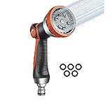 Gartenbrause metall,Garten Handbrause,Garten Spritzpistole 10 Sprühbilder Multifunktional Bewässerungsbrause Hochdruck Handsprüher Verstellbarer Wasserdurchfluss für Bewässerung Rasen (Orange)