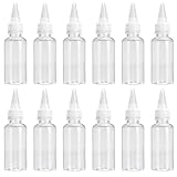 Pizsieat 12 Stück Kunststoff Quetschflasche 20ml Squeeze Flasche Kleine Plastikflaschen Transparente Quetschflaschen Saucenflasche Kein Leck mit Kappen für Flüssigkeiten, öl, Sauce, Farbe, Lotion