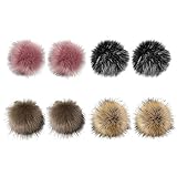 OHYER 8 Stück Kunstfell Bommel Pompon Fellbommel Kunstpelz Flauschige Pompons Ball Fellpompon mit Elastischer Schlaufe für Mützen Tasche Schals Schlüsselanhänger Dekoration Zubehör 10cm (Farbe B)