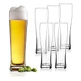 Weizenbierglas klar 6er Set - 500 ml - Bierglas 0,5 Liter spülmaschinenfest - Glas für Weizenbier Weißbier Hefeweizen Weißbierglas Weizenbierseidel