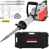Hochleistungs-Betonbrecher Abbruchhammer 2200 W, 45 J Schlagkraft Elektroabbruchhammer, Bohrhammer Betonhammer Stemmhammer 2900 BPM, inkl. Spitzmeißel, Flachmeißel, für Schiefer, Beton usw