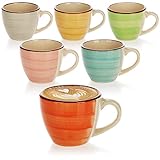 com-four® 6x Espressotasse - bunte Mokkatassen aus Keramik - handgefertigte kleine Kaffeetassen für Espresso, Cappuccino, Mokka und Ristretto (06 Stück - grün/orange/rosa/blau/gelb/grau)